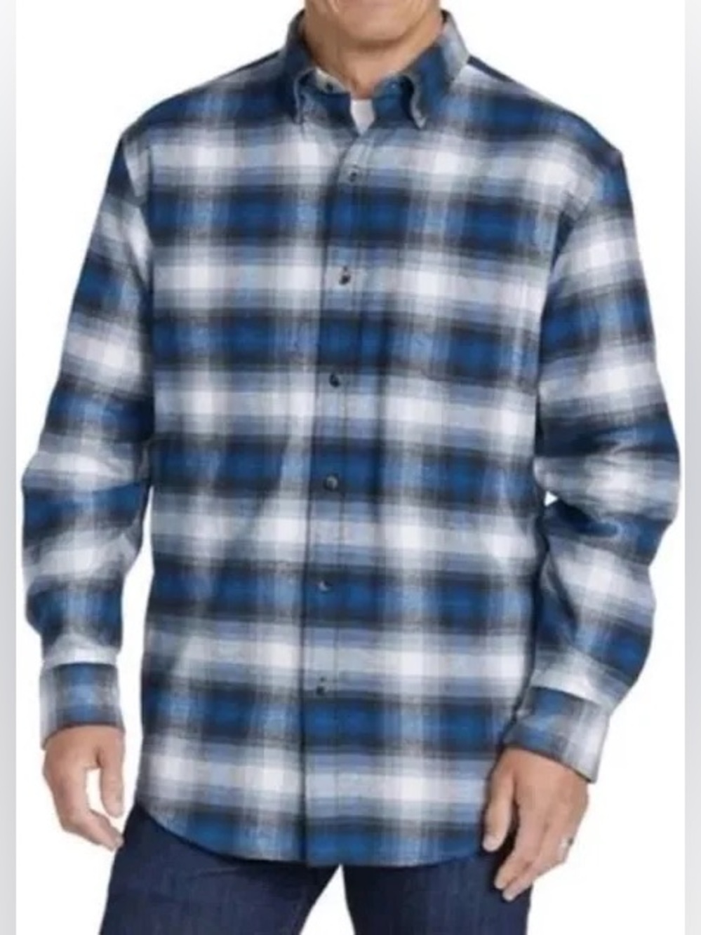 Pendleton Mason Flannel Shirt in a blue plaid pattern XL